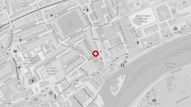 Map showing Best Kebab & Pizza Fish Bar on Albany Road, Brentford